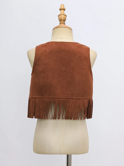 Baby Boys/Girls Western Cowboy Suede Tassels Vest (Age Newborn-24M)