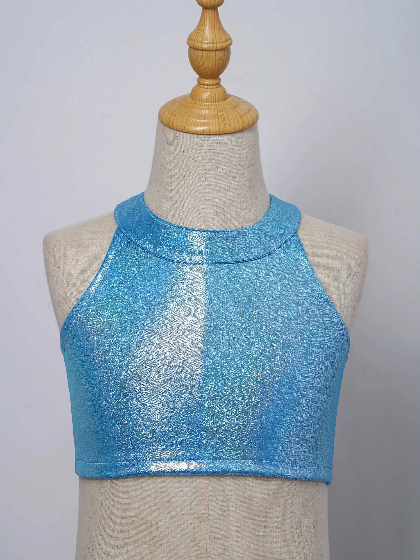 Girls Metallic Shiny Sleeveless Crop Top (Age 24M-16 YRS)