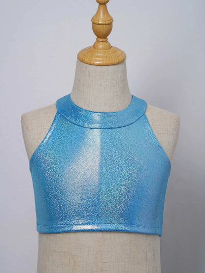 Girls Metallic Shiny Sleeveless Crop Top (Age 24M-16 YRS)