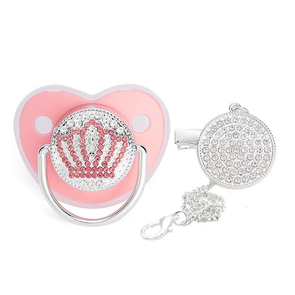 Baby Rhinestone Bling Pacifier Dummy Clip
