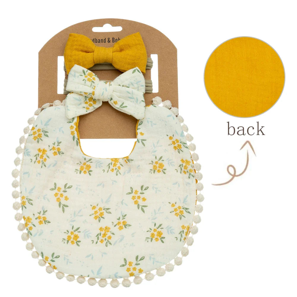 3Pcs/Set Baby Flower Bibs & Headbands Set 2
