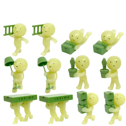 Smiski Life Worker Series – Glow-in-the-Dark Hippers Blind Box Figures | 12-Piece Tabletop Collectibles