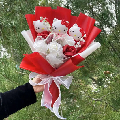 Plush Miss Kitty Stuffed Gift Flower Bouquet