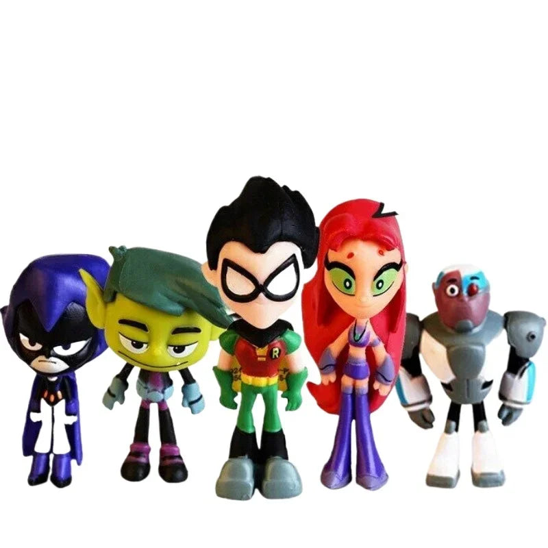 Teen Titans 5-Piece Hand Doll Model Set – Beast Boy, Steel, Spark, Crow & More