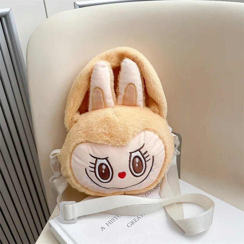 Labubu Plush Crossbody Bag | Soft Kawaii Shoulder Bag with Zipper