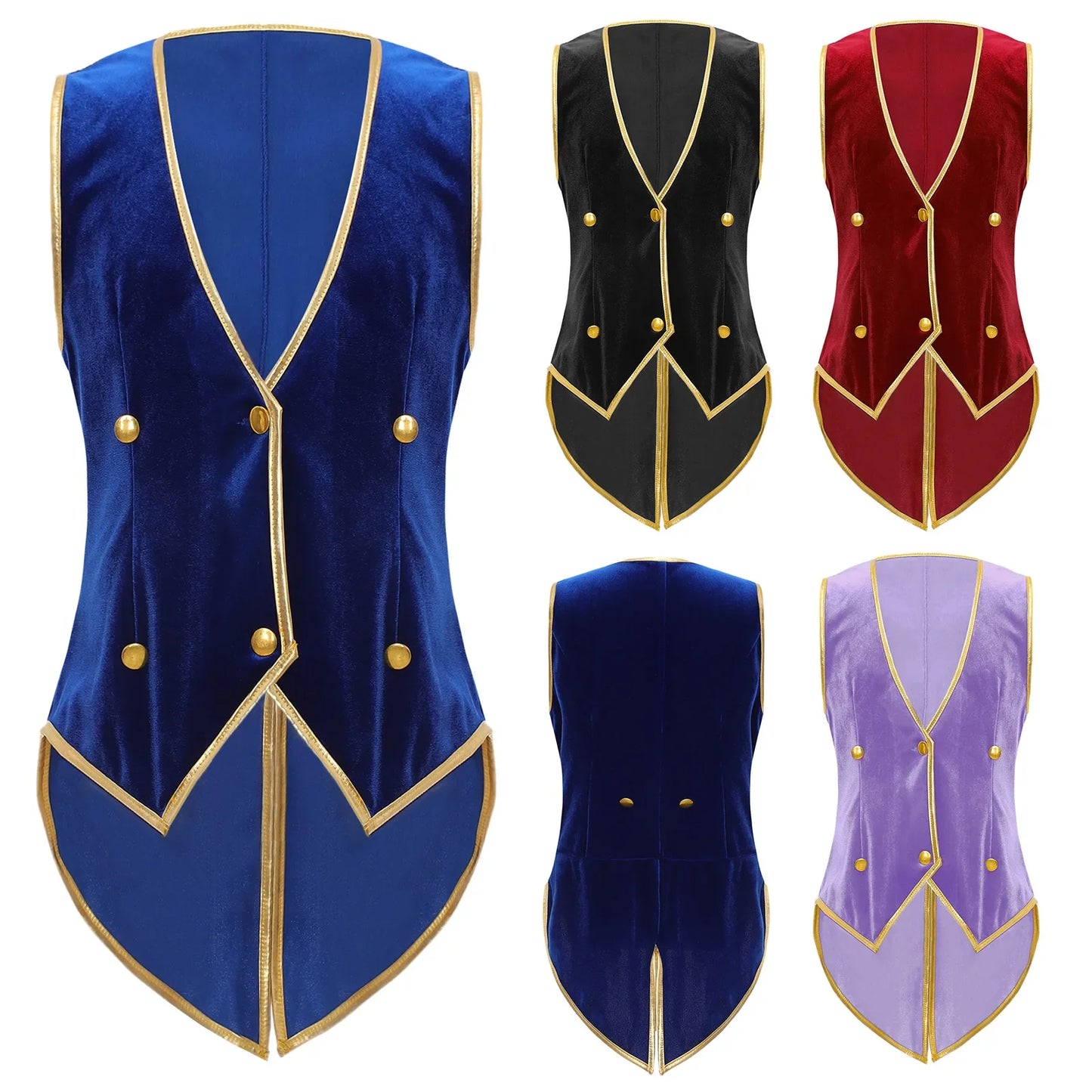 Boys Medieval Renaissance Tailcoat Vest Costume (Age 6-16YRS)