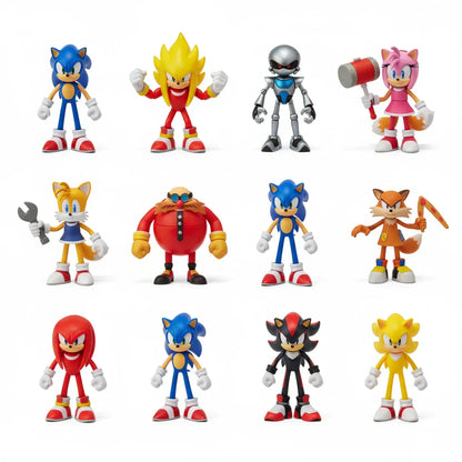6‑Piece Sonic Character PVC Figure Set | Sonic, Shadow, Tails & Friends | Anime Action Model Toys