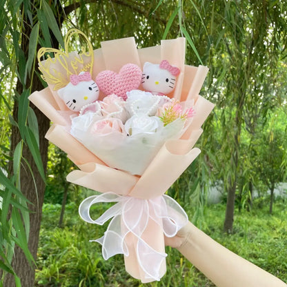 Plush Miss Kitty Stuffed Gift Flower Bouquet