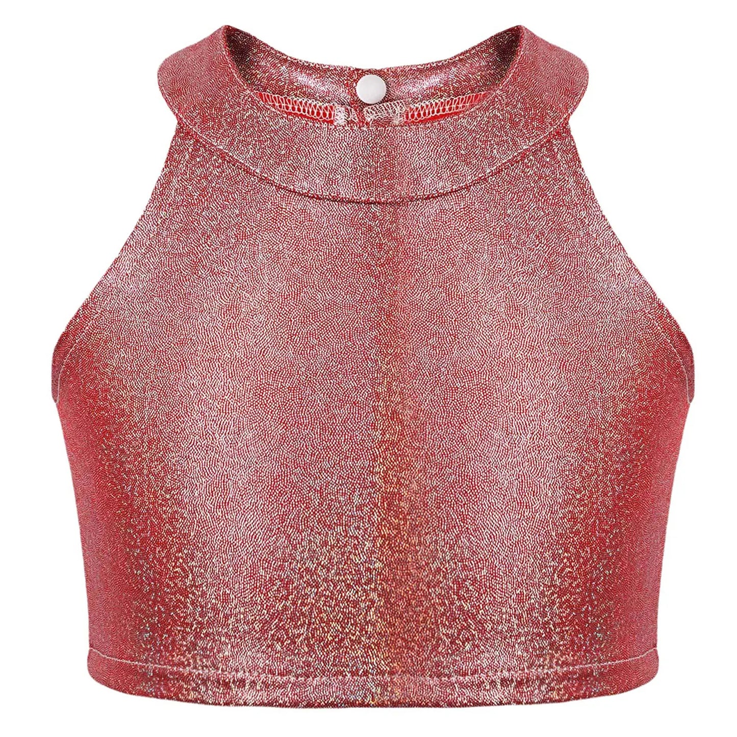 Girls Metallic Shiny Sleeveless Crop Top (Age 24M-16 YRS)
