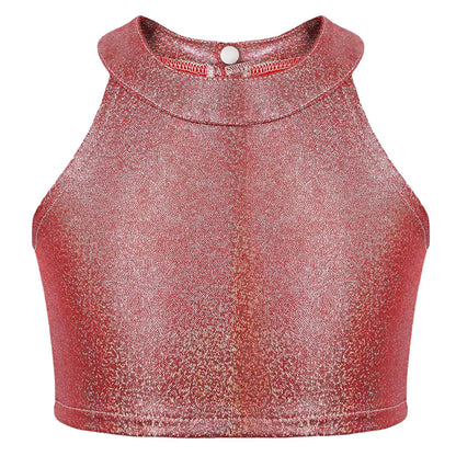 Girls Metallic Shiny Sleeveless Crop Top (Age 24M-16 YRS)