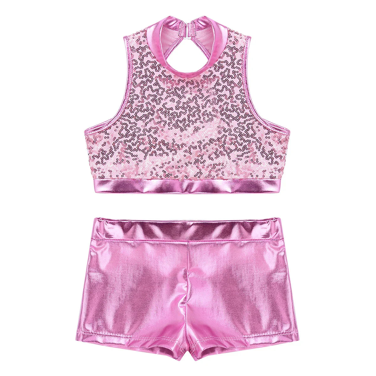 Girls Dance Costume Sequin Crop Top & Shorts Set (Age 6-12 YRS)