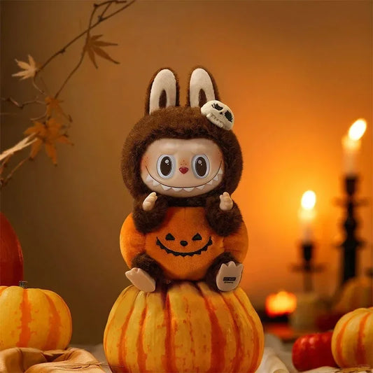 POP MART Labubu Happy Halloween Party Series-Sitting Pumpkin Vinyl Plush Pendant Orange