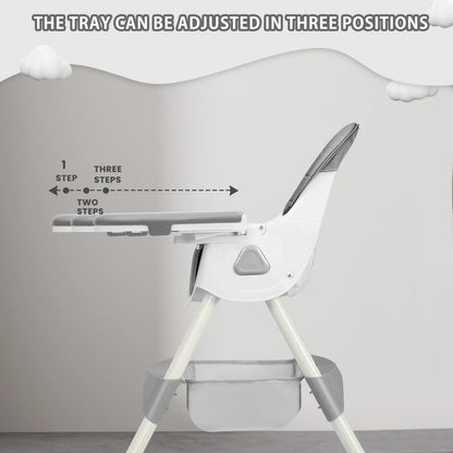 Foldable Baby High Chair 6 Months Plus, with Large Antislip Pad & ToyRack, Easy to Clean Feeding