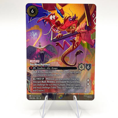 Lorcana Proxy Chapter 8 – Enchanted Foil TCG Card Set | Mushu, Perdita, Bambi, Lilo, Jasmine, Kuzco | English Edition 218-EN-8