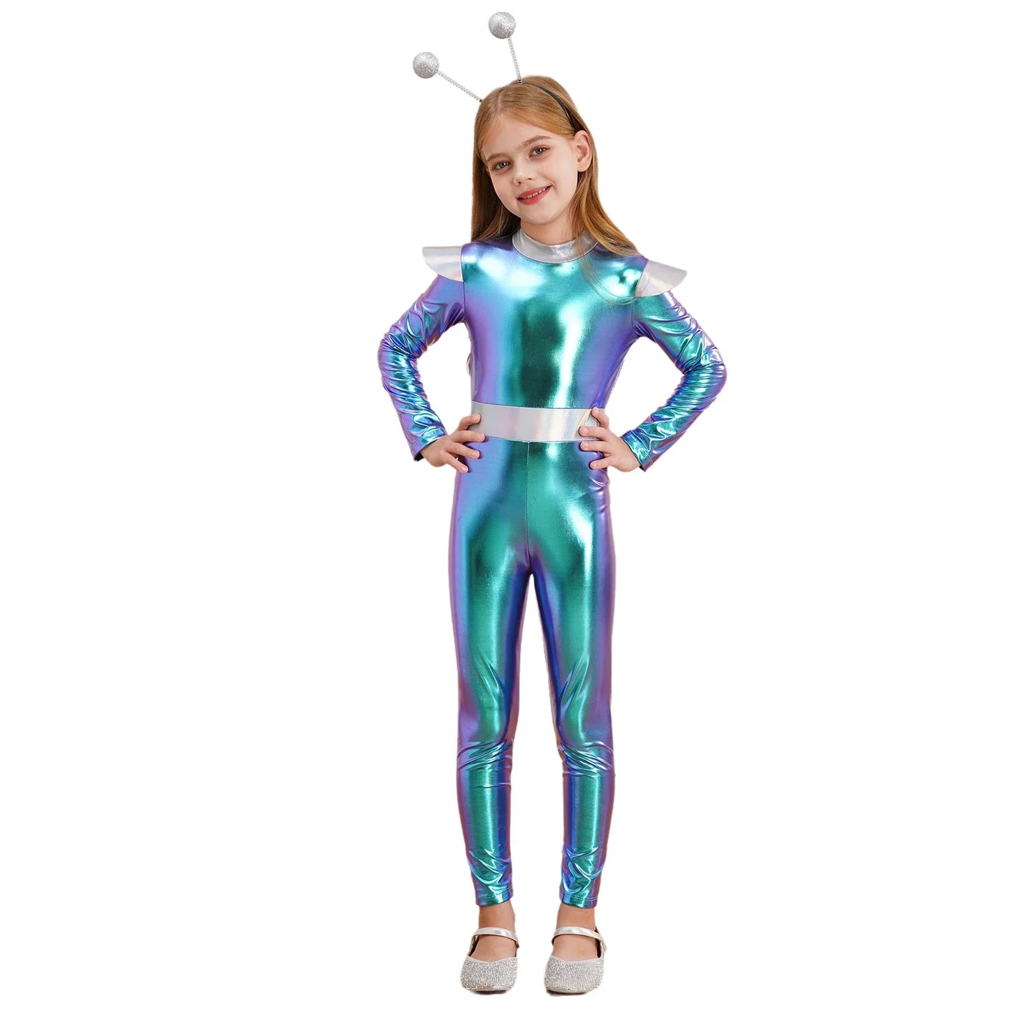 Girls Alien Robot Costume Jumpsuit (Age 6-16 YRS)