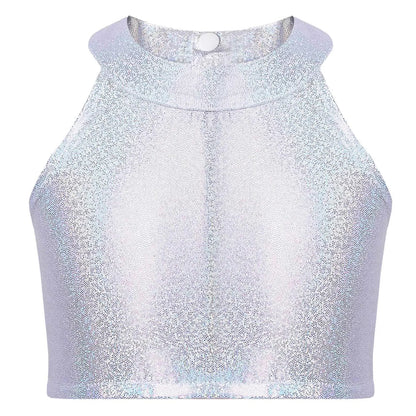 Girls Metallic Shiny Sleeveless Crop Top (Age 24M-16 YRS)