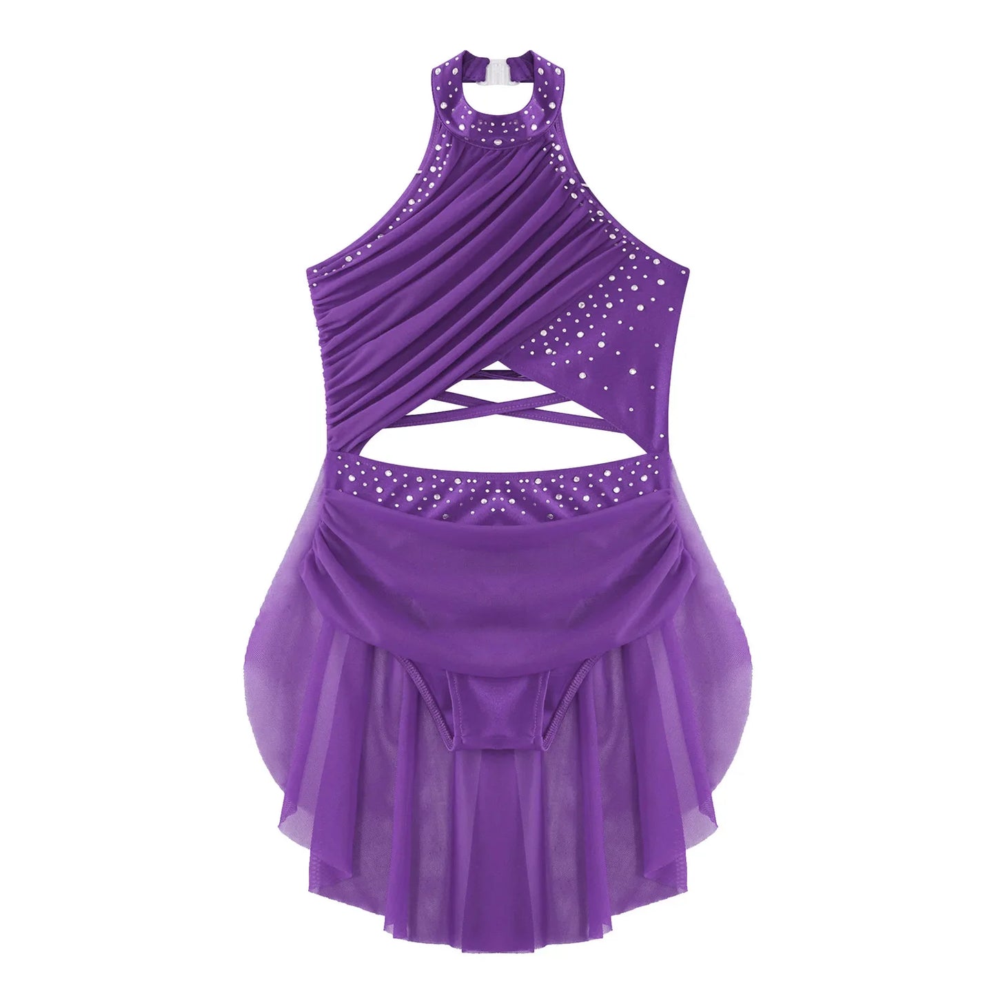 Girls Dance Rhinestone Dress Costume (Age 6-16YRS)