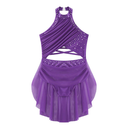 Girls Dance Rhinestone Dress Costume (Age 6-16YRS)