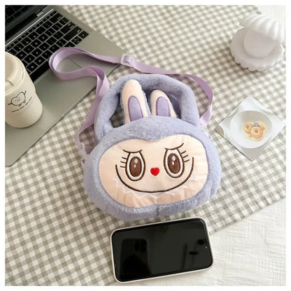 Labubu Plush Crossbody Bag | Soft Kawaii Shoulder Bag with Zipper
