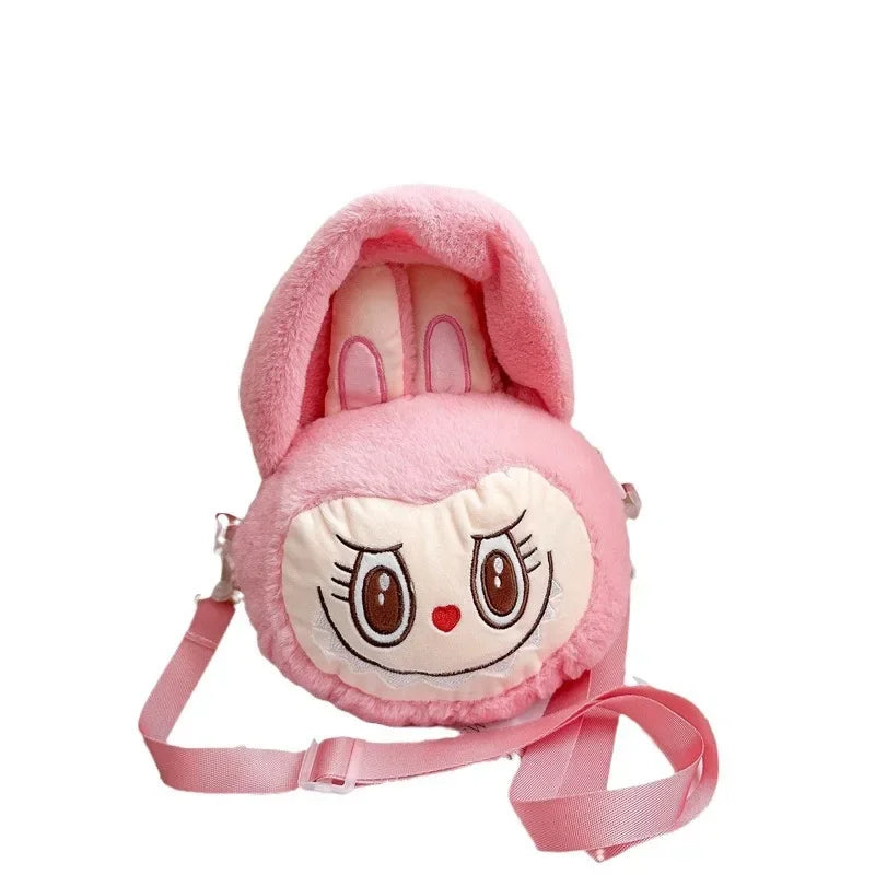 Labubu Plush Crossbody Bag | Soft Kawaii Shoulder Bag with Zipper
