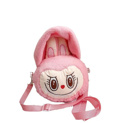 Labubu Plush Crossbody Bag | Soft Kawaii Shoulder Bag with Zipper