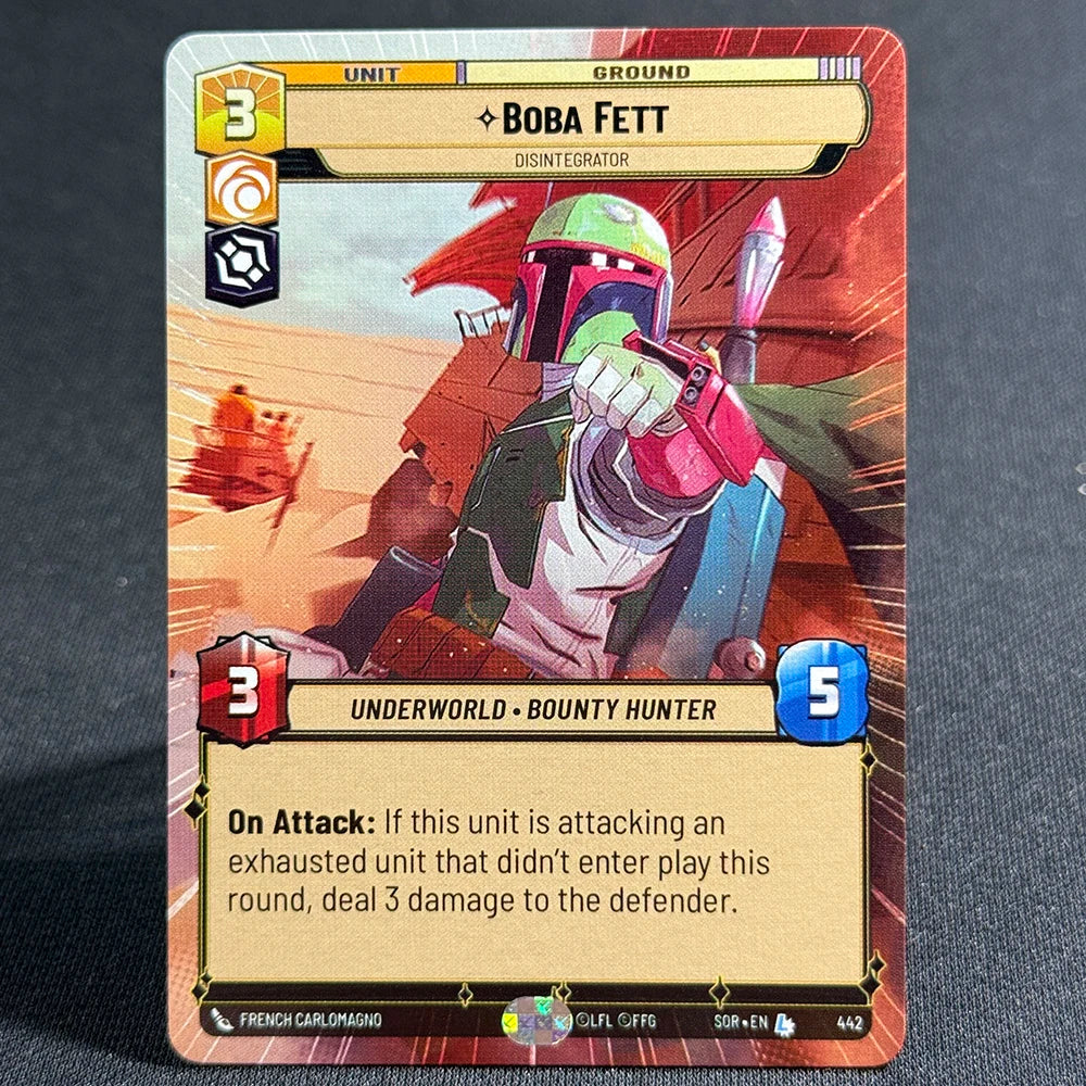 Star Wars Unlimited Proxy Card Set – Red Command Series | Boba Fett, Bodhi Rook, DJ Tech, Aggression & Barrage | Casual Play & Display Boba Fett(442)