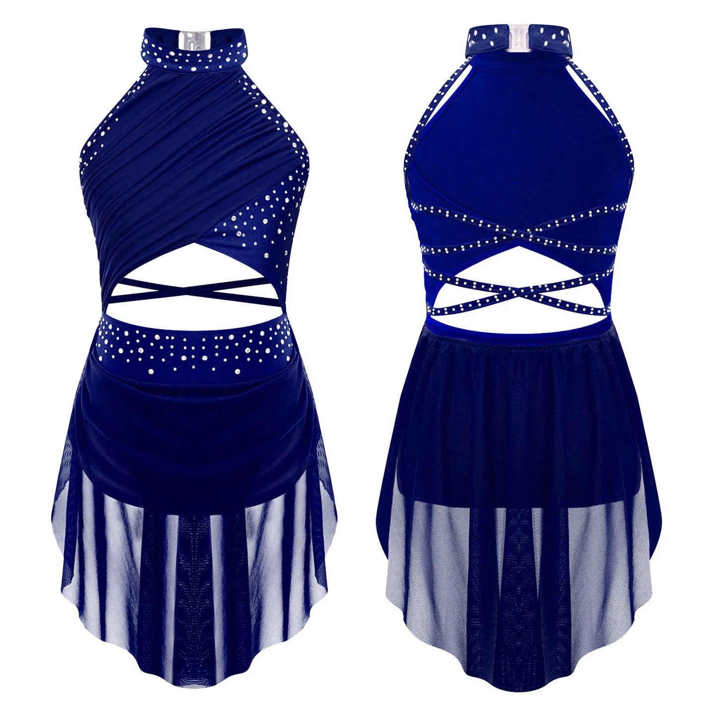 Girls Dance Rhinestone Dress Costume (Age 6-16YRS)
