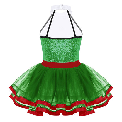 Girls Dance Sleeveless Sequin Leotard Dress (Age 4-14 YRS)