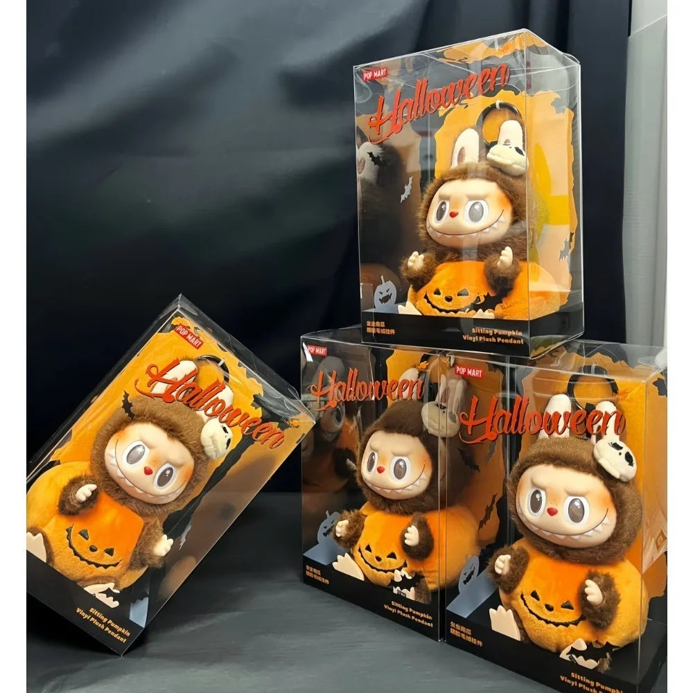 POP MART Labubu Happy Halloween Party Series-Sitting Pumpkin Vinyl Plush Pendant