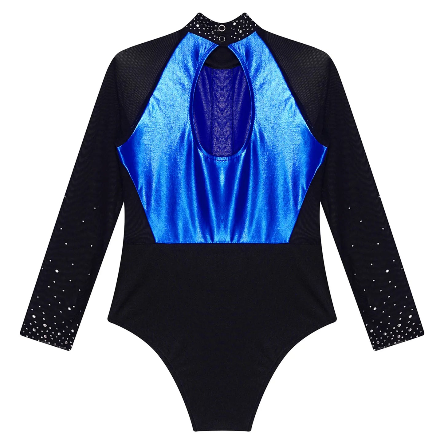 Girls Dance Performance Costume Long Sleeve Rhinestone Leotard (Age 6-16 YRS)