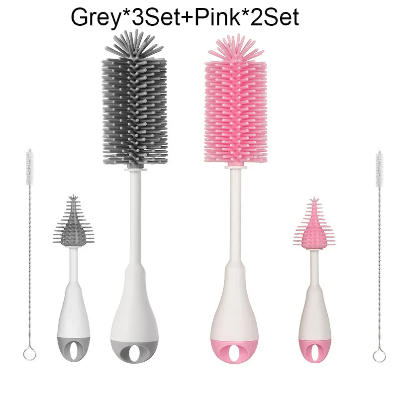 Silicone Baby Bottle Brush Cleaning 360 Degree Rotation