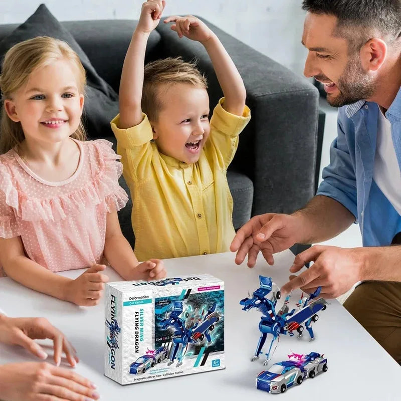 Unicorn Transformer Magic Car Toy â€“ 2-in-1 Magnetic Collision Vehicle | DIY Transforming Robot