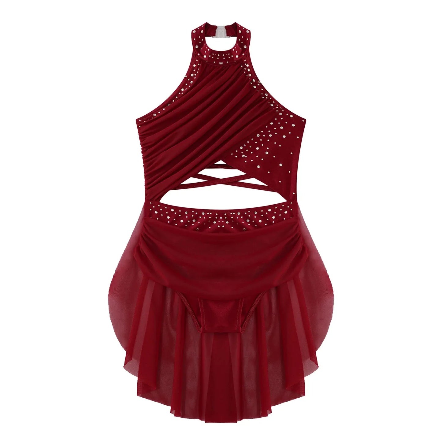 Girls Dance Rhinestone Dress Costume (Age 6-16YRS)
