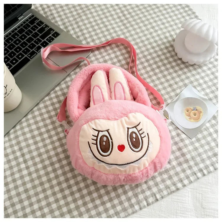 Labubu Plush Crossbody Bag | Soft Kawaii Shoulder Bag with Zipper