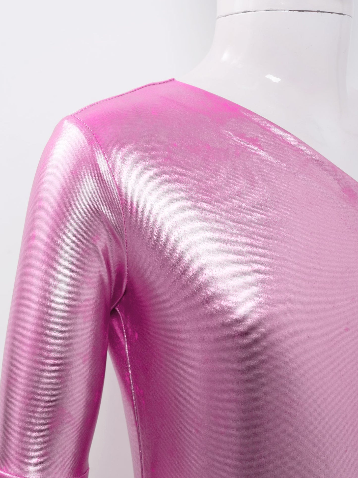Girls Dance Metallic One Shoulder Bell-Bottom Jumpsuit (Age 6-16YRS)