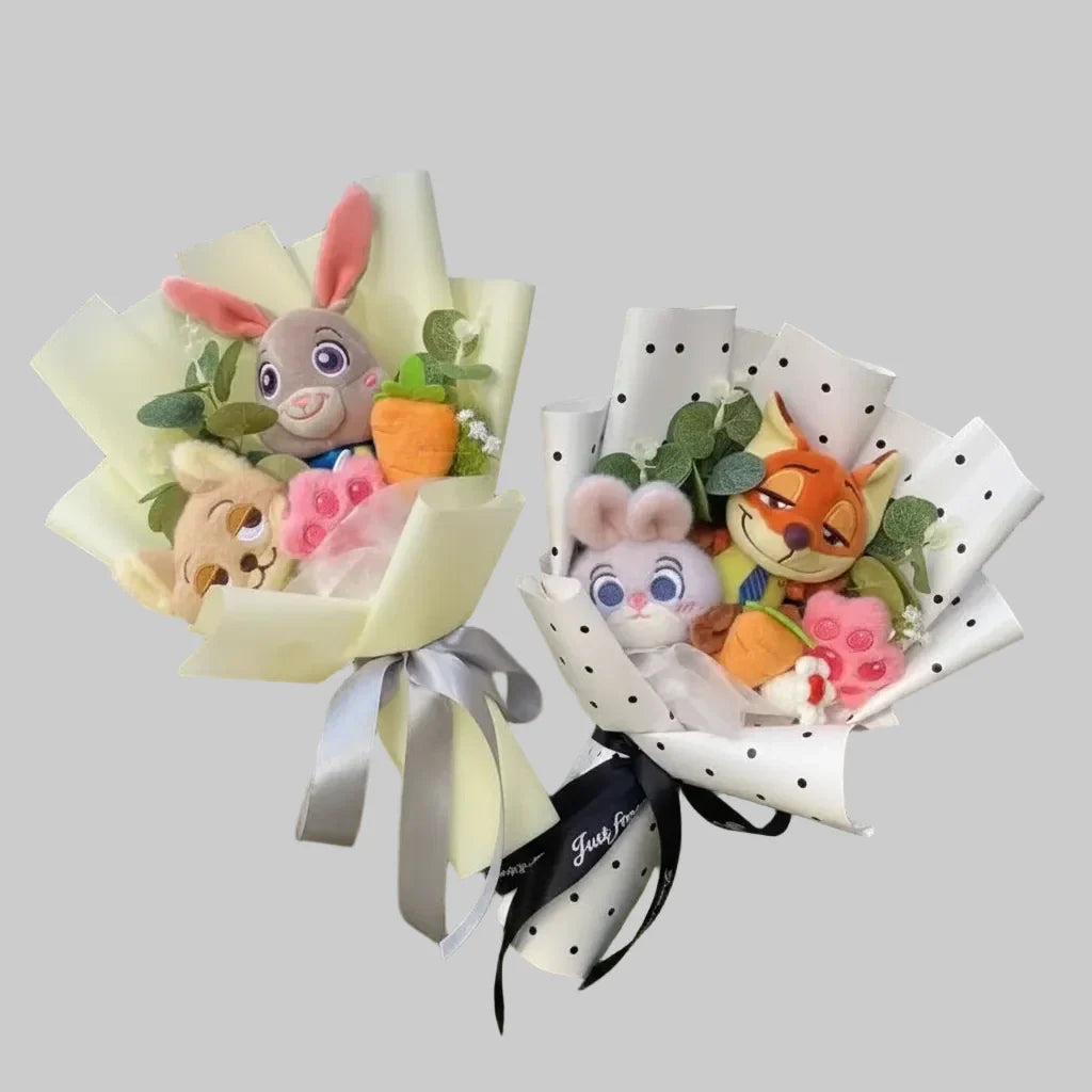 Zootopia Plush Dolls Judy Hopps Nick Wilde Creative Handmade Bouquets Christmas Birthday Vanlentine Gifts - 35cm