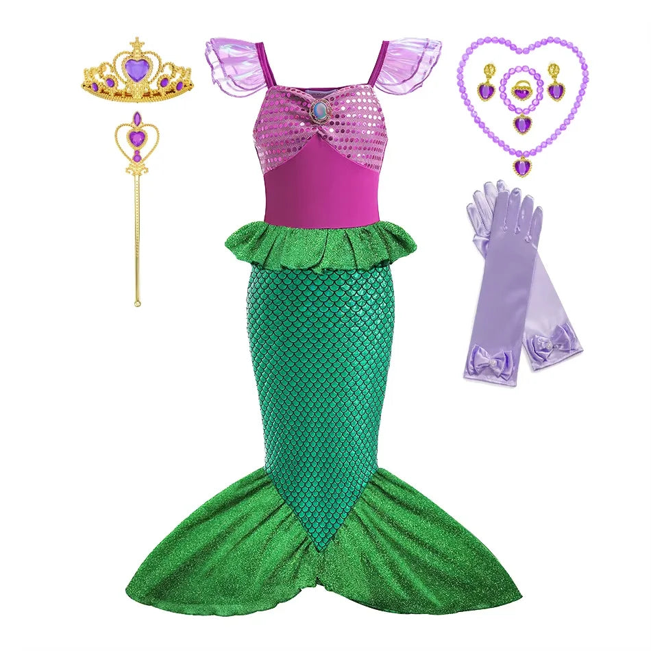 Girls Ariel Princess Dress Up Costume (Age 3-10YRS) Dress Sets 02