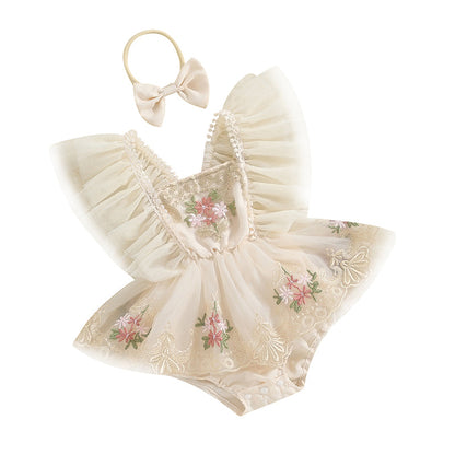 Baby Girls Embroidered Romper (Age 3M-24M)