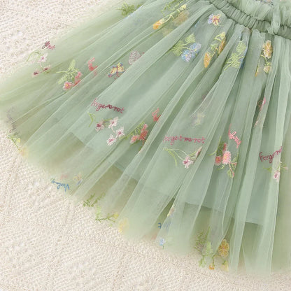 Girls Green Mesh Tulle Dress (Age 6M-5 YRS)