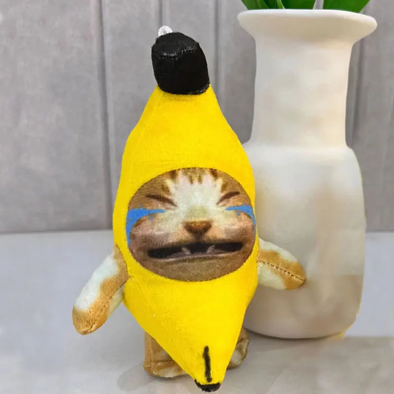 Crying Banana Cat Doll Key Chain - 18cm Yellow