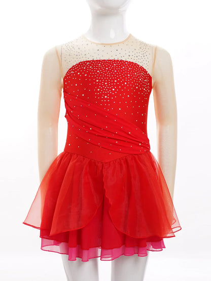 Girls Ballet Dance Rhinestone Long Sleeve Gymnastics Leotard (Age 6-16 YRS)