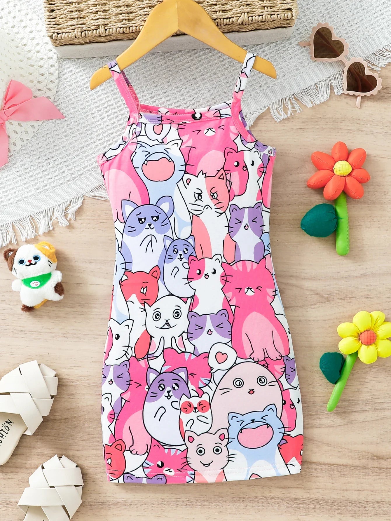 Girls Cat Print Dress (Age 3-7 YRS)