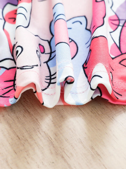 Girls Cat Print Dress (Age 3-7 YRS)