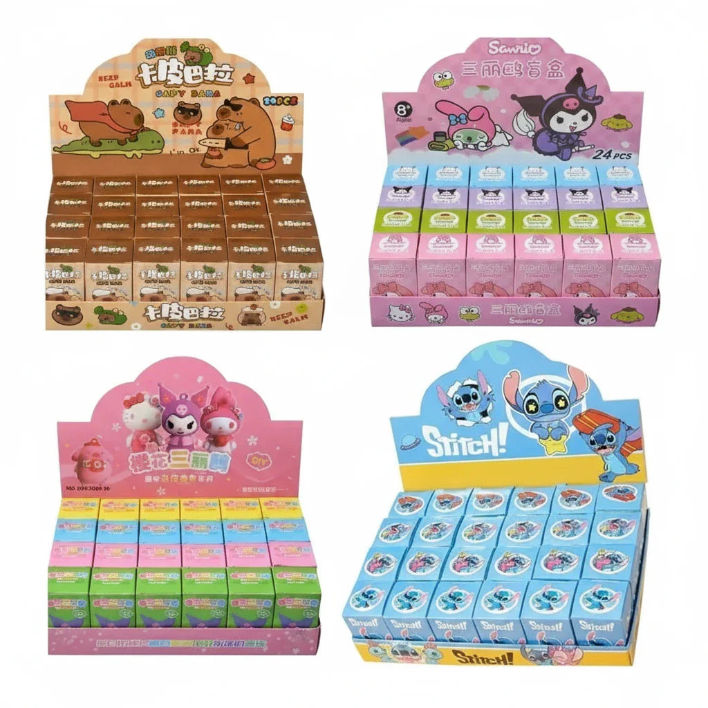 24-Piece Capybara, Stitch & Sanrio Set | Mini Keychain Collectibles | Blind Box