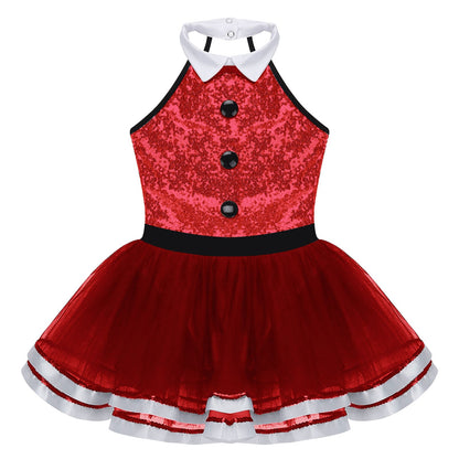 Girls Dance Sleeveless Sequin Leotard Dress (Age 4-14 YRS)