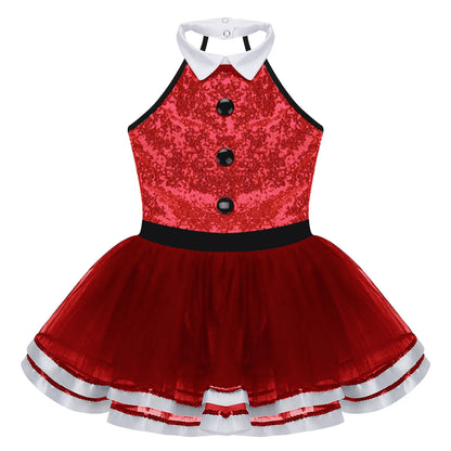 Girls Dance Sleeveless Sequin Leotard Dress (Age 4-14 YRS)