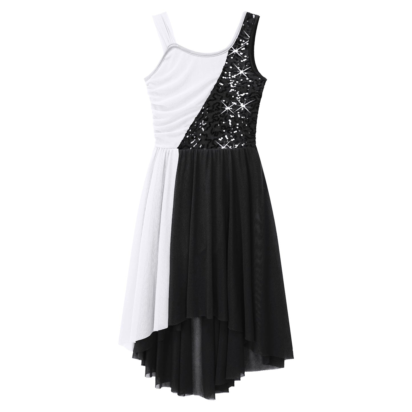 Girls Dance Sleeveless Color Block m Leotard Dress (Age 6-16YRS)