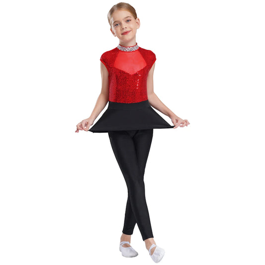 Girls Sleeveless Sequins Peplum Dance Jumpsuit (6-16YRS)