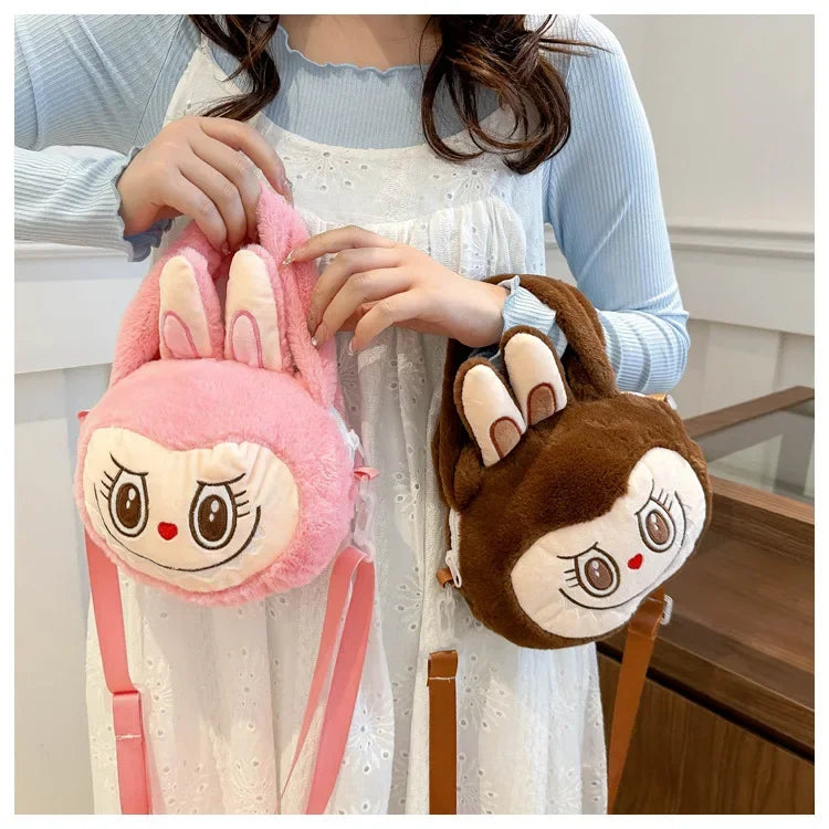 Labubu Plush Crossbody Bag | Soft Kawaii Shoulder Bag with Zipper