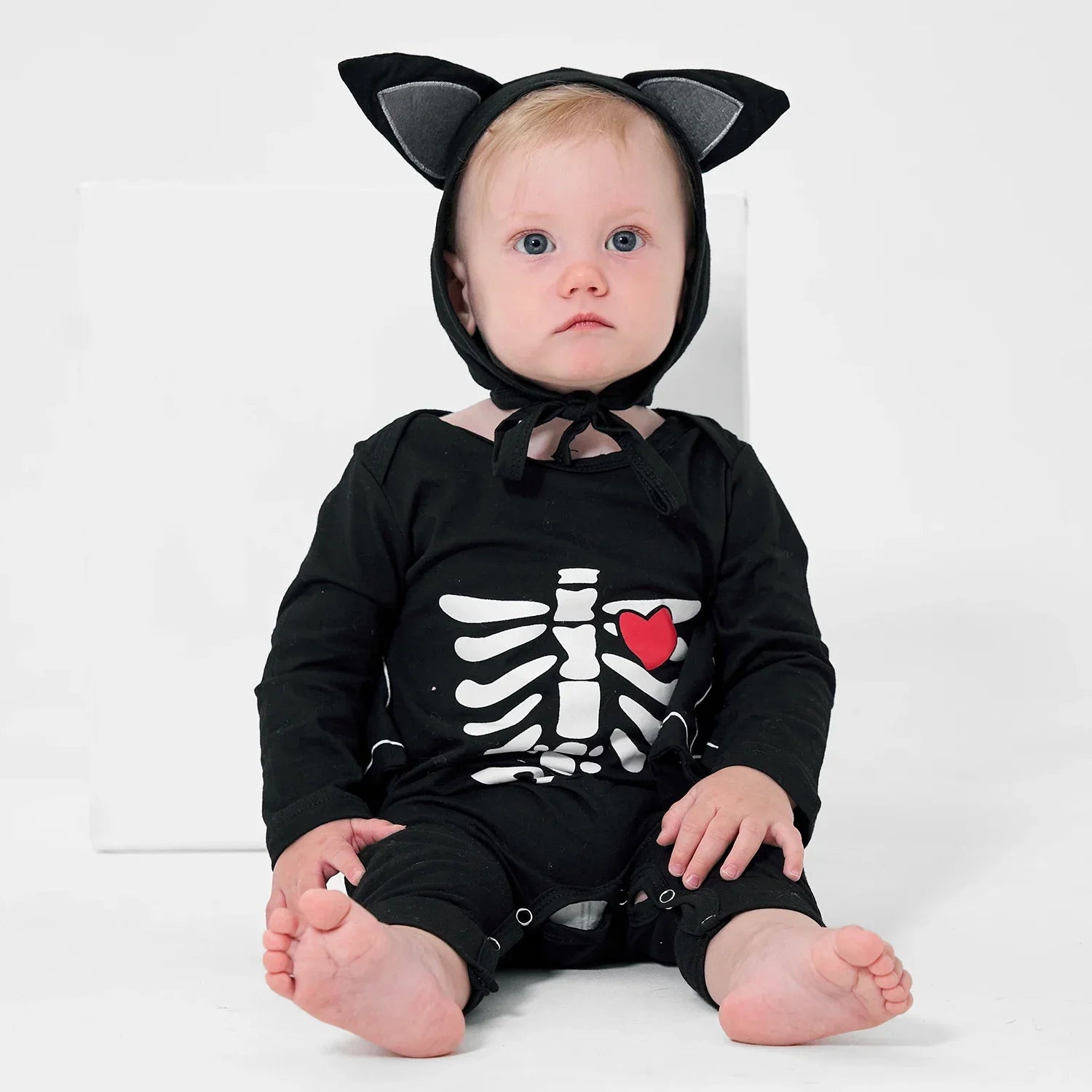 Skeleton Black Bat Costume for Baby 3-6M 6-12M 12-24M Purim Halloween Costumes Romper Hat 2pcs/set